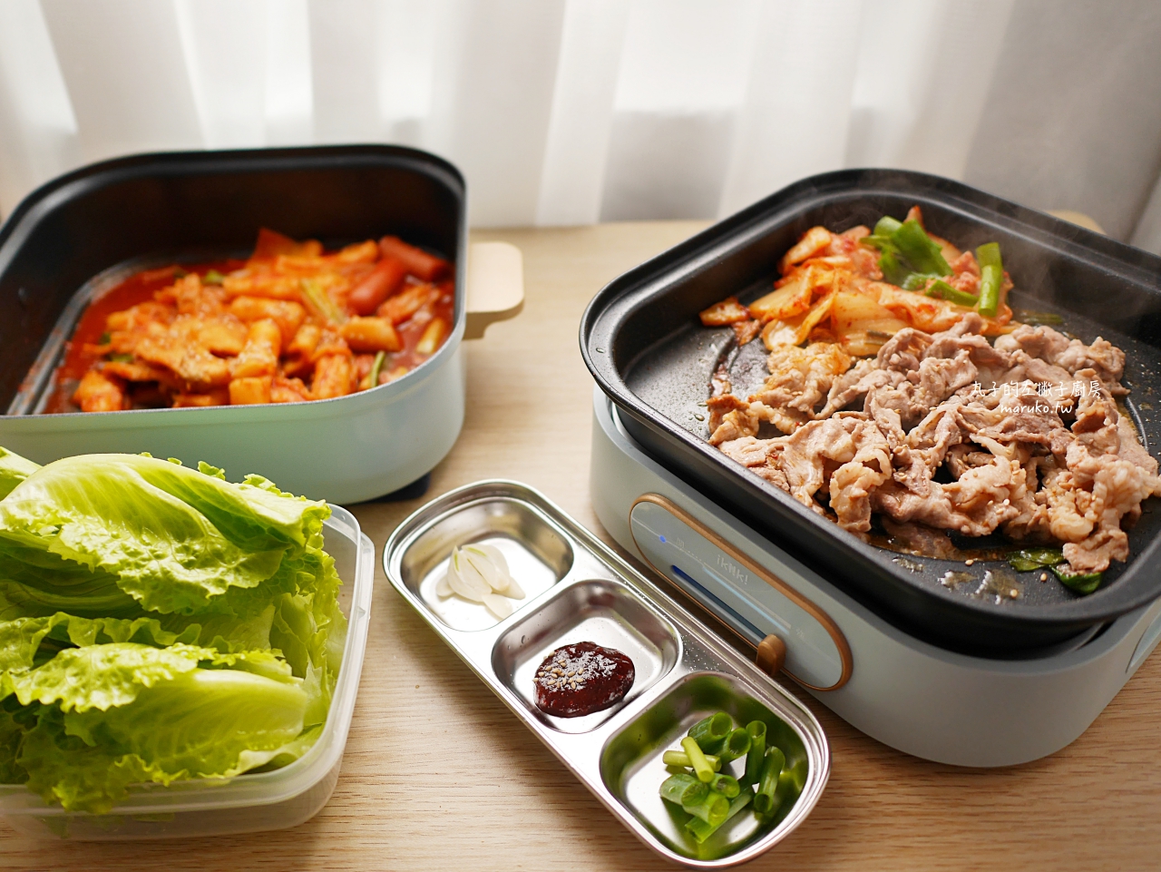 【食譜】日系品牌 iKiiki 2in1方型煮藝鍋 火鍋燒烤二吃 辣炒年糕 韓國烤肉做法 實用分享
