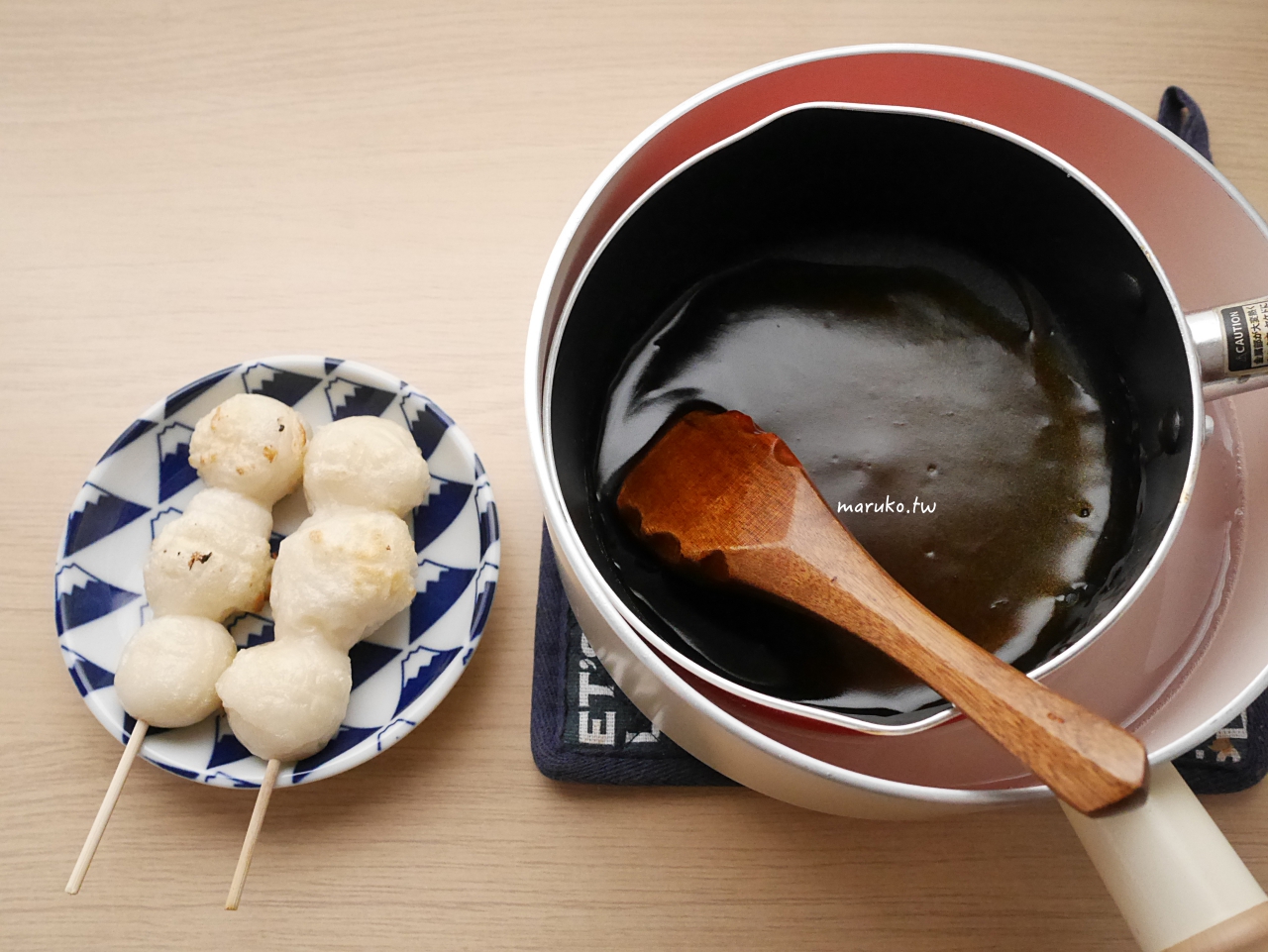 【食譜】甜醬油糰子 糯米粉不需要燙麵的做法 日式甜醬油一次學會 @Maruko與美食有個約會