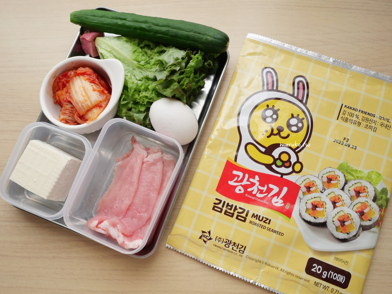 【食譜】無米韓式飯捲 用雞蛋豆腐煎餅做韓式紫菜飯捲的低熱量料理做法！ @Maruko與美食有個約會